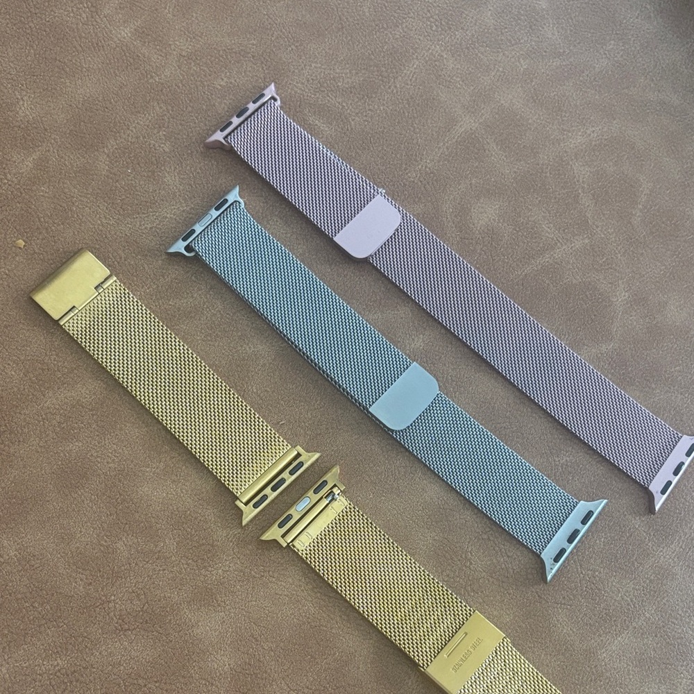 Gold, silver, pink stainless steel Apple Watch bands - bundle
